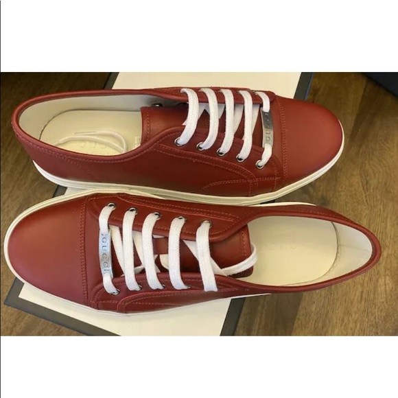 Gucci Red Leather Miro'soft Logo Sneakers - Picture 9 of 16